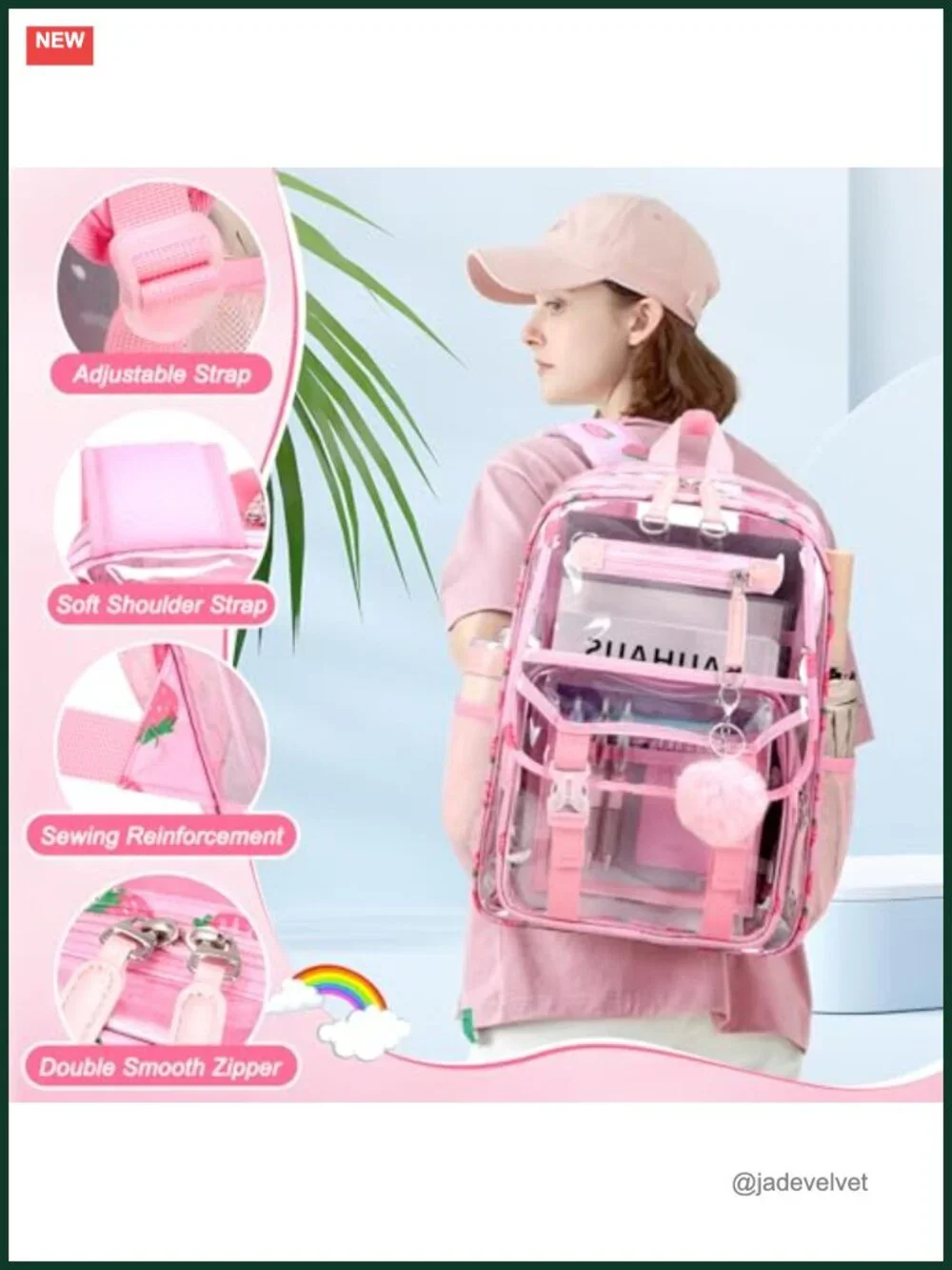 Clear Backpack with Matching Lunch Bag, Stadium Approved, Heavy Duty PVC, Kids